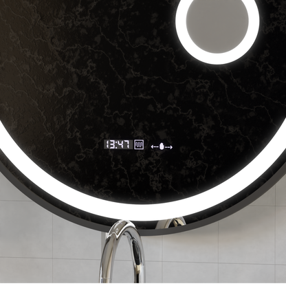 LED кръгло огледало, 11 W, 60 cm, Micah Marcello MotionGlow сензор, система против запотяване, часовник и термометър, козметична лупа, димируеми огледала Marcello Заглавие по подразбиране Alessandro Design