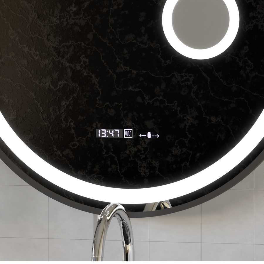 LED кръгло огледало, 11 W, 60 cm, Micah Marcello MotionGlow сензор, система против запотяване, часовник и термометър, козметична лупа, димируеми огледала Marcello Заглавие по подразбиране Alessandro Design