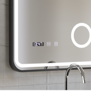 Ulrich LED сензорна система за размразяване на огледалото, часовник и температура 75x90 cm Черна рамка Матирана козметична лупа Огледала Korman S Заглавие по подразбиране Alessandro Design
