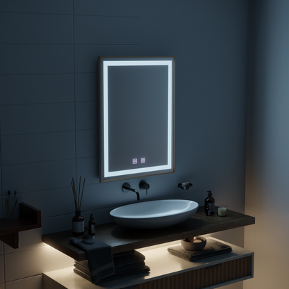 Kariri LED Touch Mirror, 60x80 cm, функция Demister, Gold Rose Brushed Frame Mirrors Korman E Заглавие по подразбиране Alessandro Design