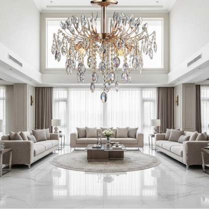 Кристален полилей PALERMO Eleganza 5xE14, диаметър 50 см, злато