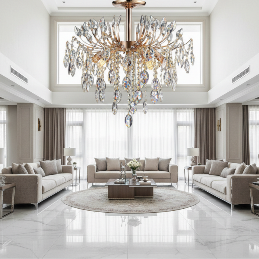 Кристален полилей PALERMO Eleganza 5xE14, диаметър 50 см, злато