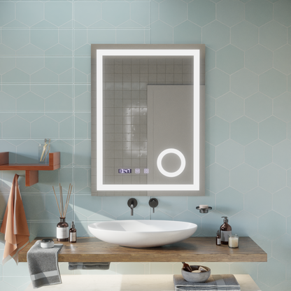 LED сензорно огледало NIVERA Система за обезпотяване, часовник и температура 60x80 cm Козметична лупа Огледала Korman S Заглавие по подразбиране Alessandro Design