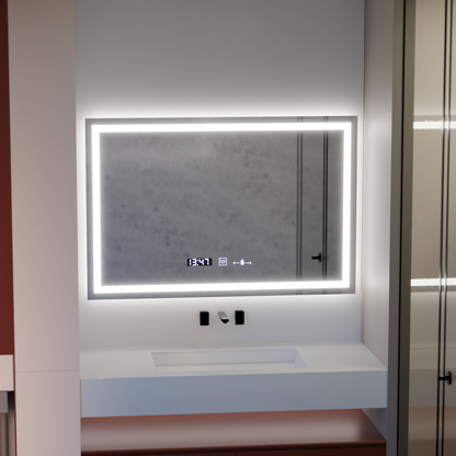 Правоъгълно LED огледало 120x80cm Vérité MotionGlow Marcello, система за обезпотяване, часовник и термометър, димируеми огледала Marcello Заглавие по подразбиране Alessandro Design