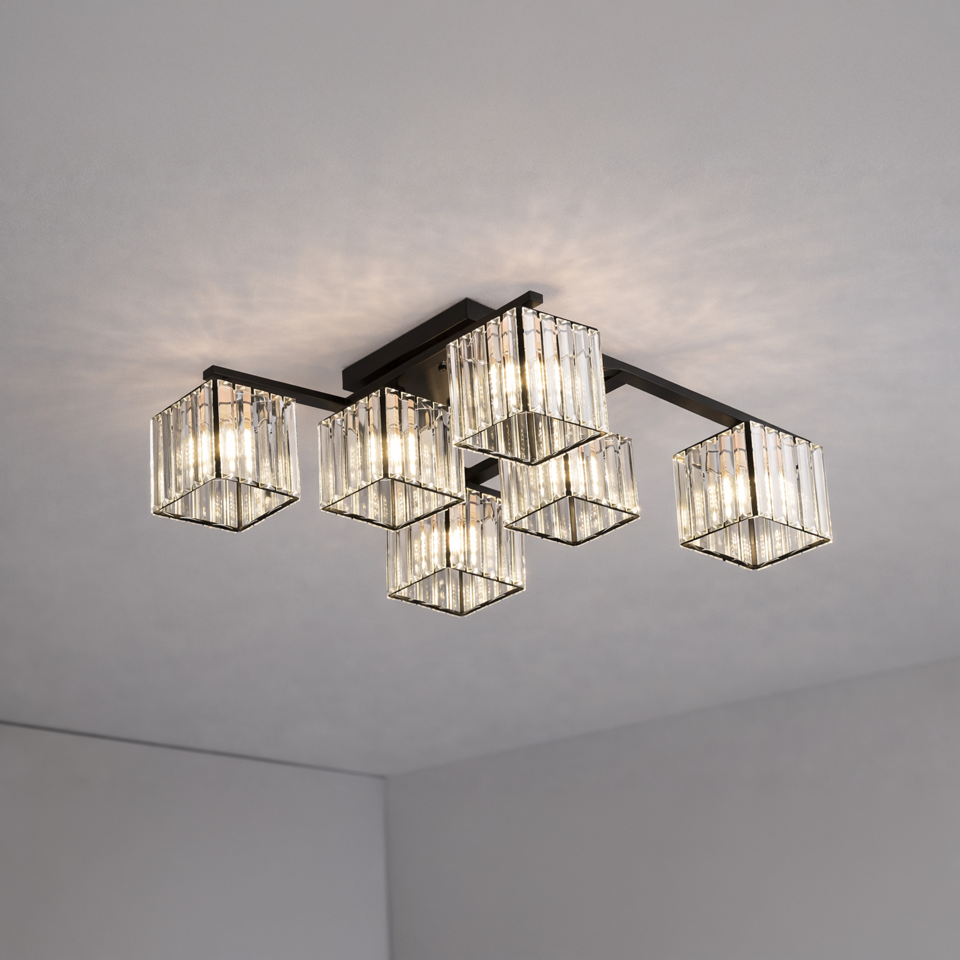 Lustra Clasica Moderna Georgiana, LC111/6BK, 6x E27, Negru, Metal si Sticla Lustre Clasice Default Title Alessandro Design