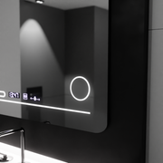 Правоъгълно LED огледало, 80x60 см, Harmonie MotionGlow Marcello, система за обезпотяване, термометър и часовник, козметична лупа, димируеми огледала Marcello Заглавие по подразбиране Alessandro Design