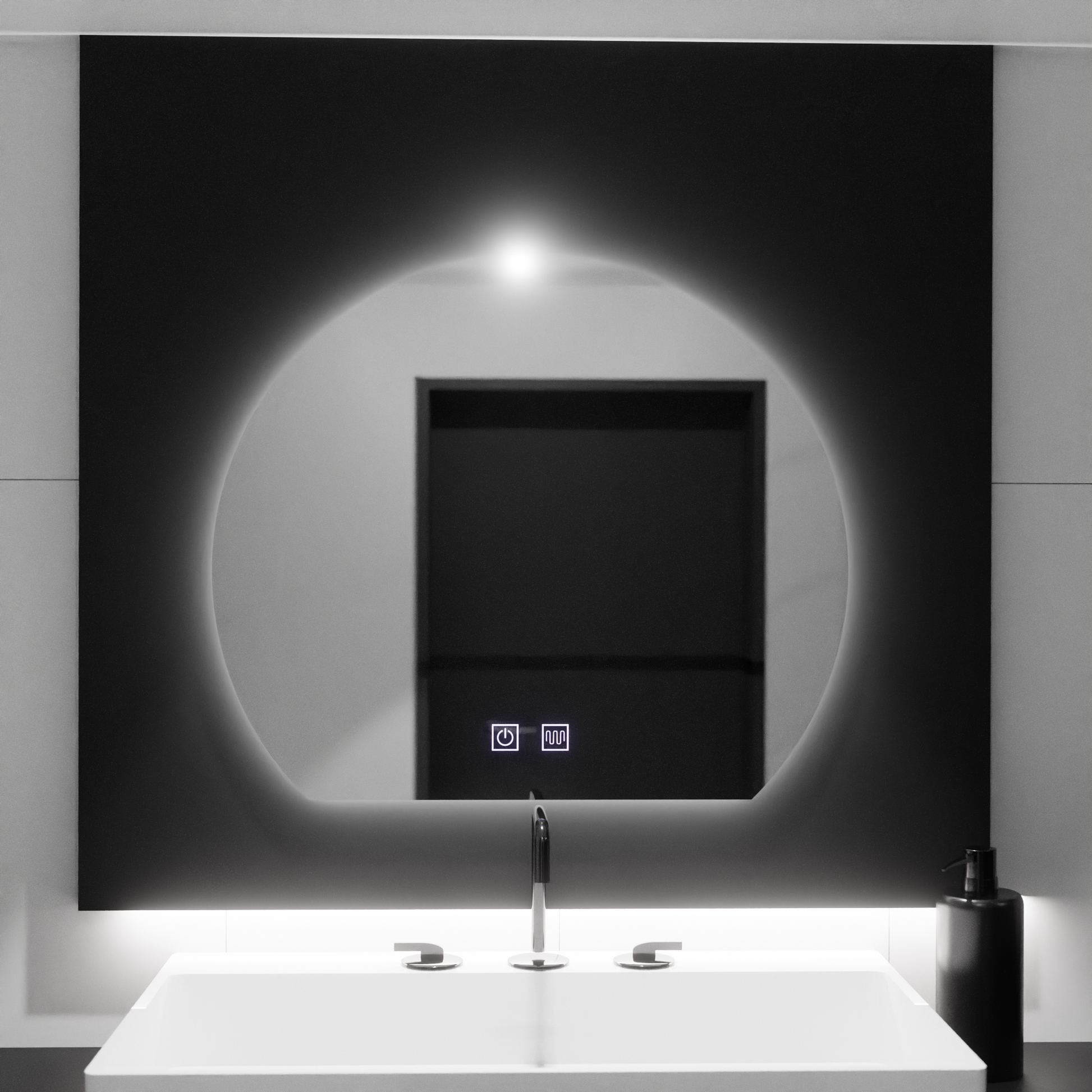 LED огледало с полумесец, 60x54, Soluna Touch, система против замъгляване, димируеми огледала Korman E Заглавие по подразбиране Alessandro Design