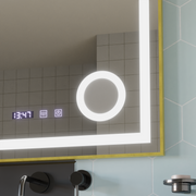 LED Touch CLARUS Система за размразяване на огледалото, часовник и температура 80x60 cm Златна рамка Матирана козметична лупа Огледала Korman S Заглавие по подразбиране Alessandro Design