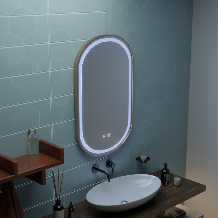 LED Touch Impora Mirror Demist System 50x80 cm Rose Gold Frame Mirrors Korman E Заглавие по подразбиране Alessandro Design