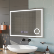 LED сензорно огледало NIVERA Система против запотяване, часовник и температура 80x60 cm Козметична лупа Огледала Korman S Заглавие по подразбиране Alessandro Design