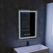 Огледало LED Touch Bruno Demister System, Clock and Temperature 60x80 cm Матирана златна рамка, S84/60X80 Огледала Korman S Заглавие по подразбиране Alessandro Design