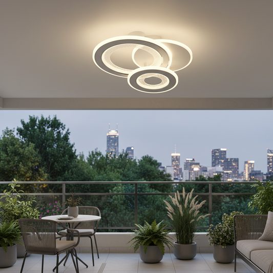 LED полилей 53W, 3 кръга, студена/топла/неутрална светлина, бели LED полилеи Заглавие по подразбиране Alessandro Design