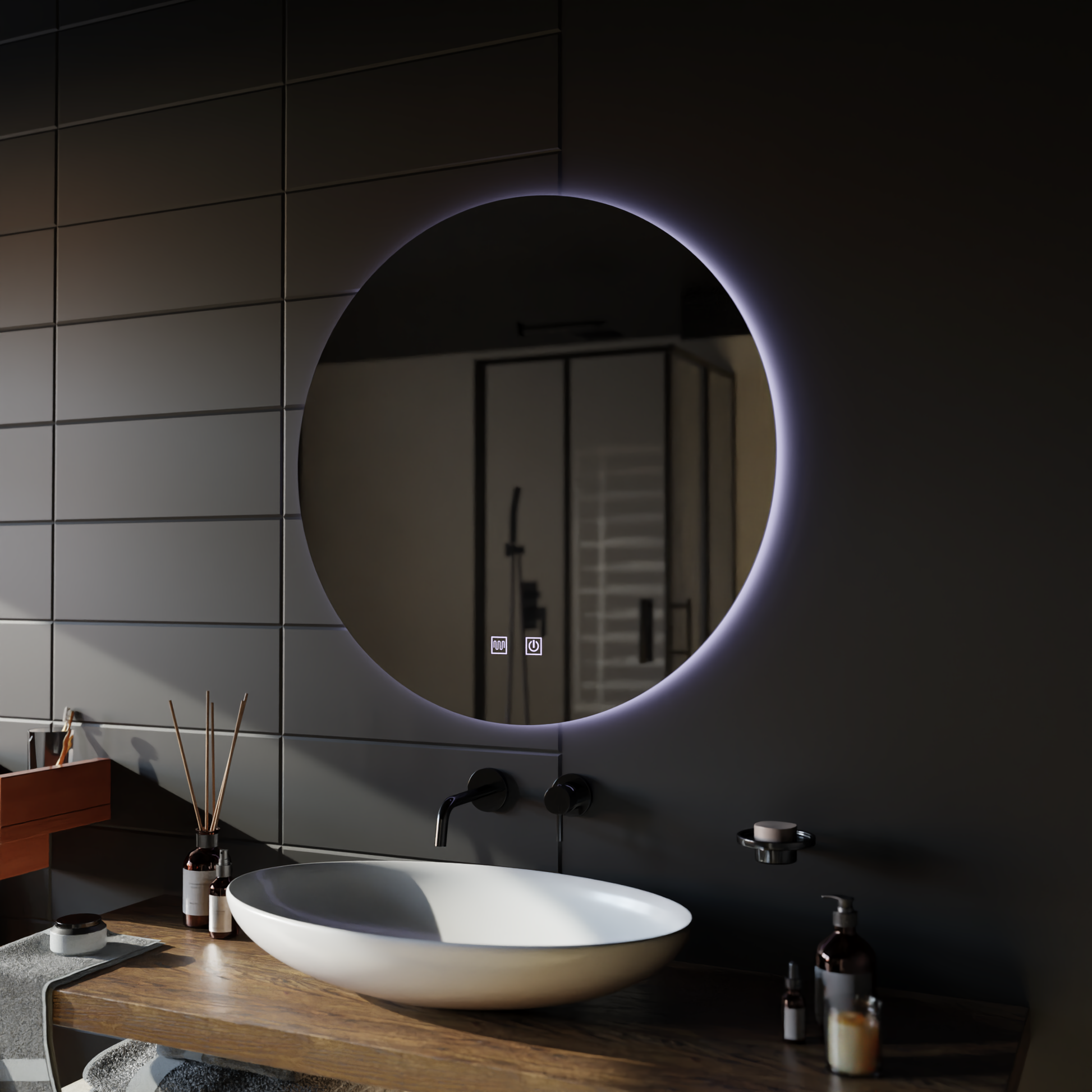 Кръгло LED огледало, 70 см, Isolda, Touch, Demister System Mirrors Korman E Заглавие по подразбиране Alessandro Design