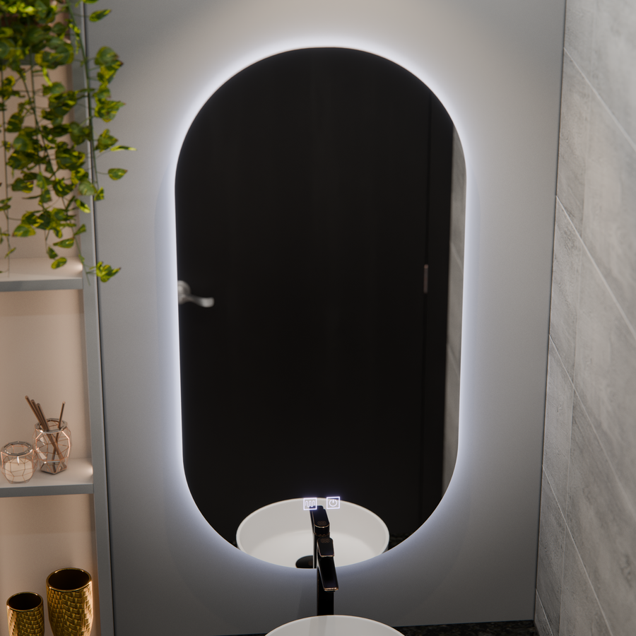 Овално LED огледало, 50x100cm, Velara Touch, система за разрушаване, подразбиращ се