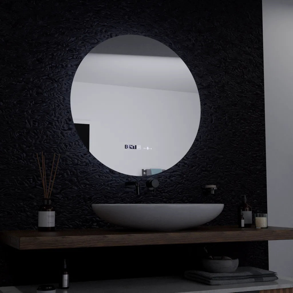 LED кръгло огледало, 60 см, Serenite MotionGlow Marcello, система за обезпотяване, часовник и термометър, димируеми огледала Marcello Заглавие по подразбиране Alessandro Design