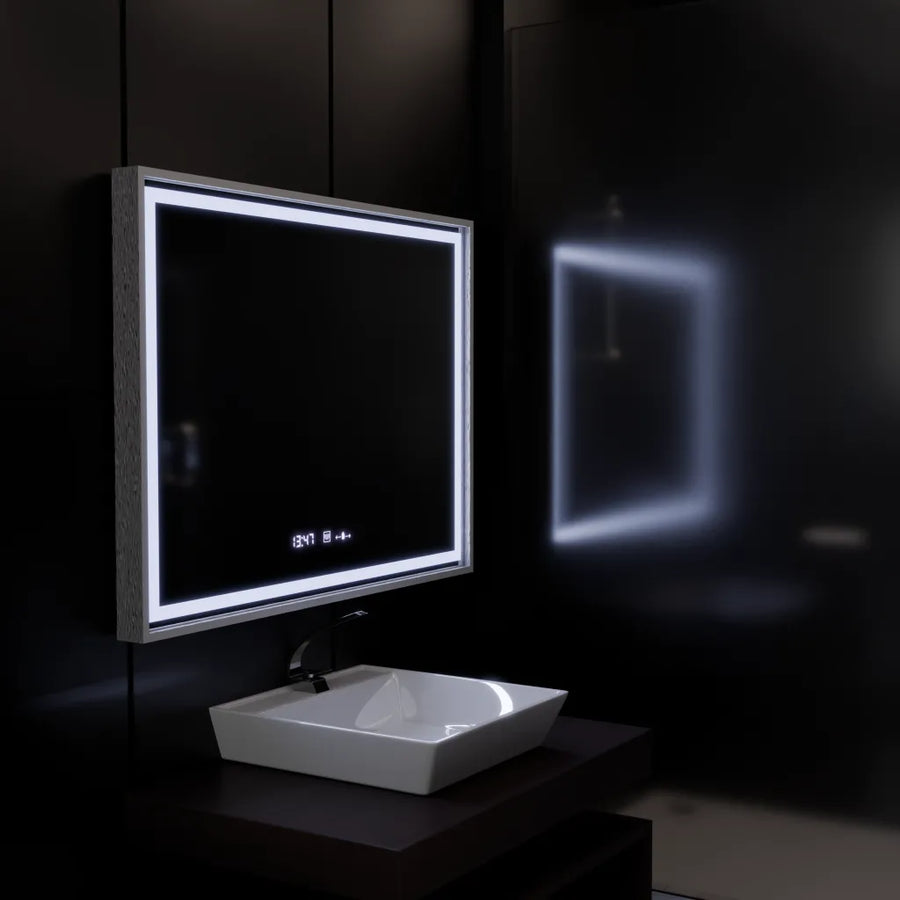 Правоъгълно LED огледало, 120x80 см, Verite Imperial Silver Motion Glow Marcello, система за обезпотяване, часовник и термометър, димируеми огледала Marcello Заглавие по подразбиране Alessandro Design