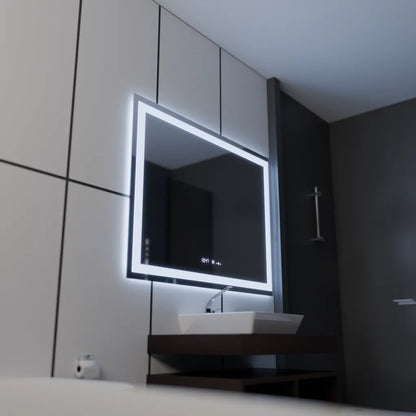 Правоъгълно LED огледало 120x80cm Vérité MotionGlow Marcello, система за обезпотяване, часовник и термометър, димируеми огледала Marcello Заглавие по подразбиране Alessandro Design