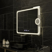 Правоъгълно LED огледало, 80x60 см, Eclat MotionGlow Marcello, система за обезпотяване, часовник и термометър, козметична лупа, димируеми огледала Marcello Заглавие по подразбиране Alessandro Design