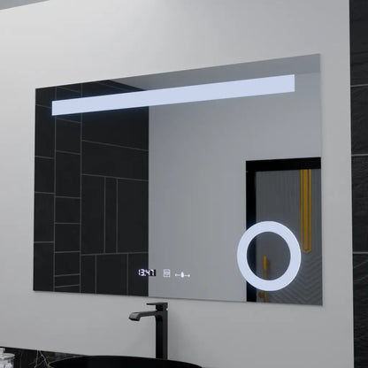 Правоъгълно LED огледало, 120x80 см, ABSOLU MotionGlow Marcello, система за обезпотяване, часовник и термометър, козметична лупа, димируеми огледала Marcello Заглавие по подразбиране Alessandro Design