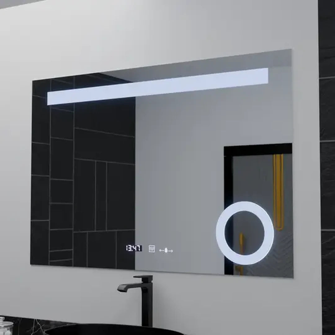 Правоъгълно LED огледало, 80x60cm, ABSOLU MotionGlow Marcello, система за обезпотяване, часовник и термометър, козметична лупа, димируеми огледала Marcello Заглавие по подразбиране Alessandro Design