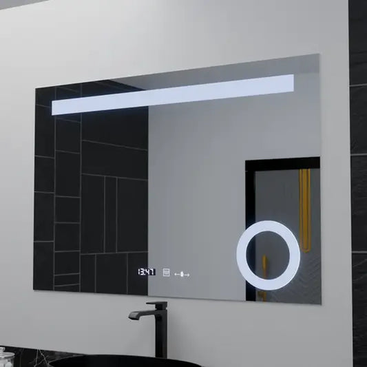 Правоъгълно LED огледало, 80x60cm, ABSOLU MotionGlow Marcello, система за обезпотяване, часовник и термометър, козметична лупа, димируеми огледала Marcello Заглавие по подразбиране Alessandro Design