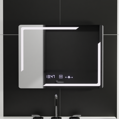Правоъгълно LED огледало, 80x60cm, Rayonnement MotionGlow Marcello, Demister System, Clock & Thermometer, Dimable Mirrors Marcello Заглавие по подразбиране Alessandro Design