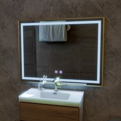 Kariri LED Touch Mirror, 80x60 cm, функция Demister, Gold Rose Brushed Frame Mirrors Korman E Заглавие по подразбиране Alessandro Design