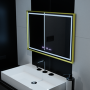 Правоъгълно LED огледало, 120x80 см, Verite Royale Gold MotionGlow Marcello, система за обезпотяване, часовник и термометър, димируеми огледала Marcello Заглавие по подразбиране Alessandro Design