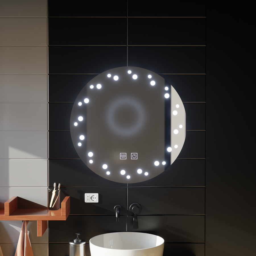 LED огледало Touch Ivory, система против запотяване, диаметър 60 см, студена светлина 6000K Korman Mirrors E Заглавие по подразбиране Alessandro Design