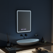 Огледало LED Touch LUCIDA Система за обезпотяване, часовник и температура 60x80 см рамка Черни матирани огледала Korman S Заглавие по подразбиране Alessandro Design