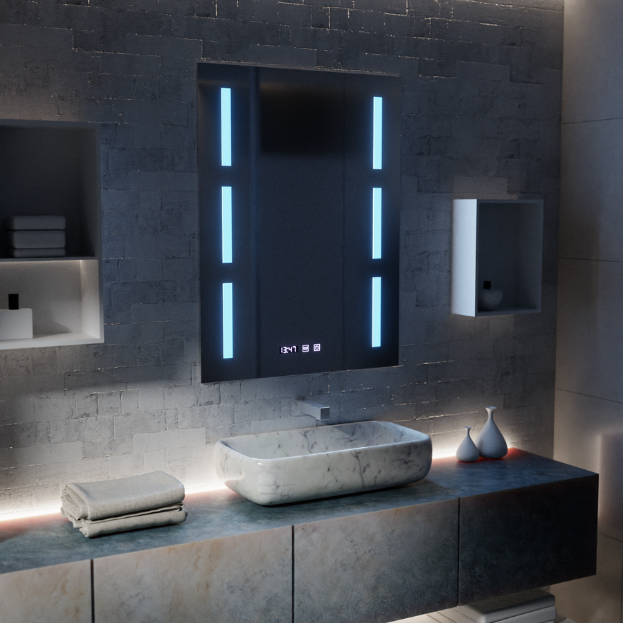Огледало LED Touch Erich S86/60X80 Система за обезпотяване, часовник и температура 60x80 cm Огледала Korman S Заглавие по подразбиране Alessandro Design