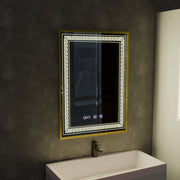 Огледало LED Touch Bruno Demister System, Clock and Temperature 60x80 cm Матирана златна рамка, S84/60X80 Огледала Korman S Заглавие по подразбиране Alessandro Design