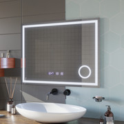 LED сензорно огледало NIVERA Система против запотяване, часовник и температура 80x60 cm Козметична лупа Огледала Korman S Заглавие по подразбиране Alessandro Design