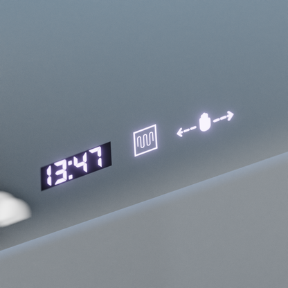 Правоъгълно LED огледало, 100x65 см, Verite Royale Gold Motion Glow Marcello, система за обезпотяване, часовник и термометър, димируеми огледала Marcello Заглавие по подразбиране Alessandro Design