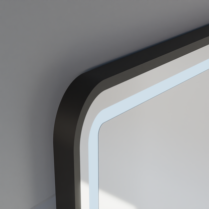 Огледало LED Touch LUCIDA Система за обезпотяване, часовник и температура 60x80 см рамка Черни матирани огледала Korman S Заглавие по подразбиране Alessandro Design