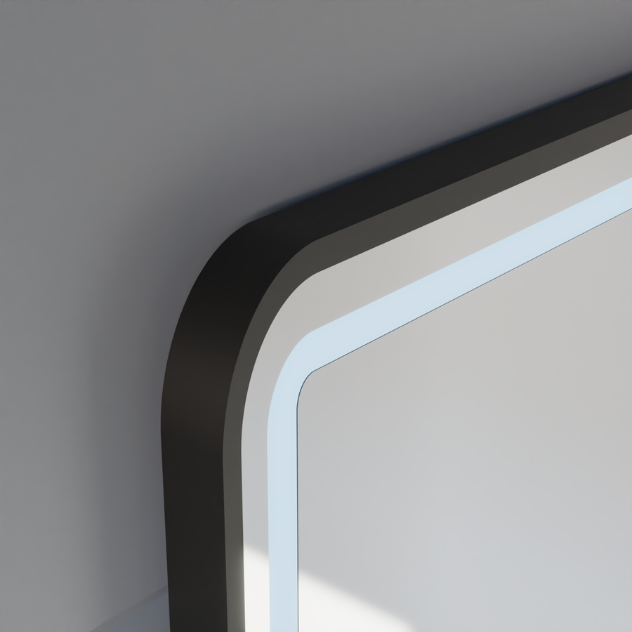 Огледало LED Touch LUCIDA Система за обезпотяване, часовник и температура 60x80 см рамка Черни матирани огледала Korman S Заглавие по подразбиране Alessandro Design