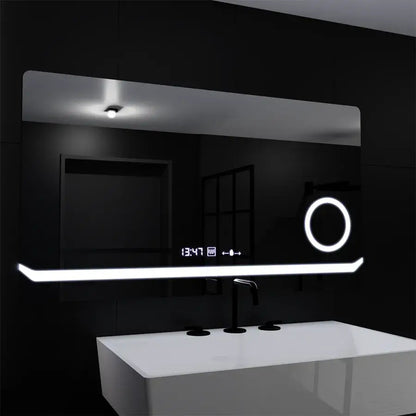 Правоъгълно LED огледало, 80x60 см, дефиниция MotionGlow Marcello, система за обезпотяване, часовник и термометър, козметична лупа, димируеми огледала Marcello Заглавие по подразбиране Alessandro Design