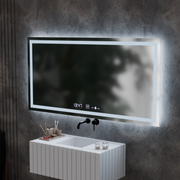 Правоъгълно LED огледало, 120x60 см, Verite MotionGlow Marcello, система за обезпотяване, часовник и термометър, димируеми огледала Marcello Заглавие по подразбиране Alessandro Design