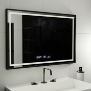 Правоъгълно LED огледало, 120x80 см, Verite Majeste Noir Motion Glow Marcello, система за обезпотяване, часовник и термометър, димируеми огледала Marcello Заглавие по подразбиране Alessandro Design
