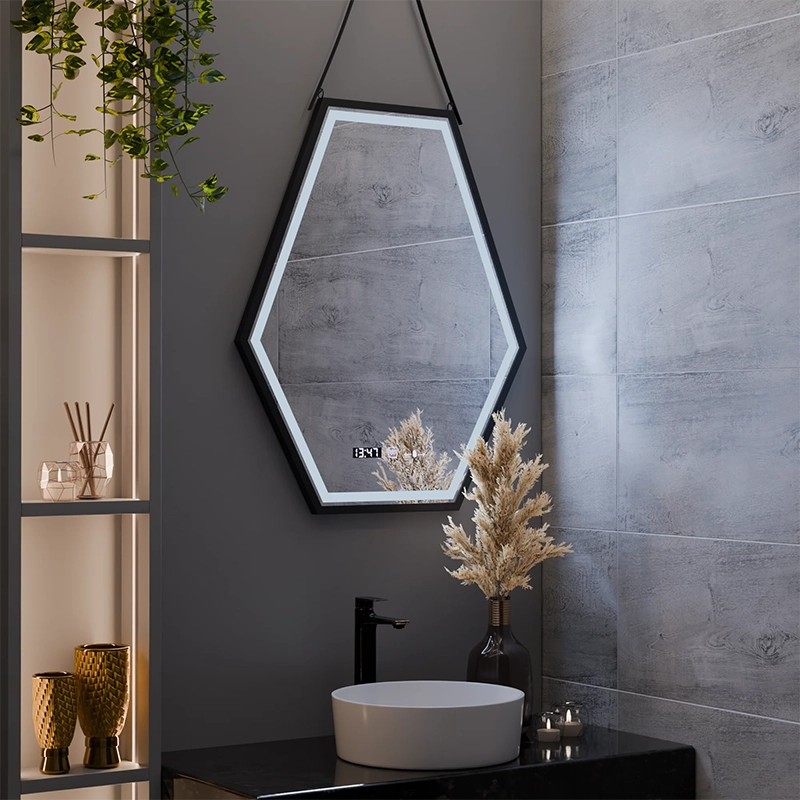 Правоъгълно светодиодно огледало, 120x80см, сензор за motionglow marcello, система за деактивиране, часовник и термометър, козметично увеличение