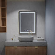 Правоъгълно LED огледало, 60x80 см, Verite Royale Gold MotionGlow Marcello, система за обезпотяване, часовник и термометър, димируеми огледала Marcello Заглавие по подразбиране Alessandro Design