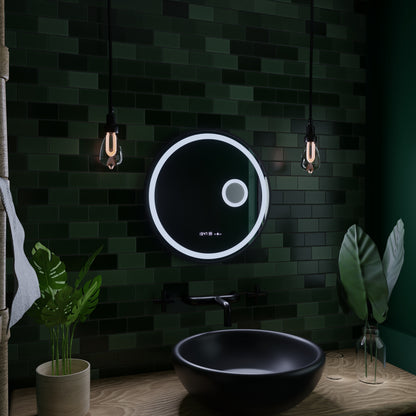 LED кръгло огледало, 11 W, 60 cm, Micah Marcello MotionGlow сензор, система против запотяване, часовник и термометър, козметична лупа, димируеми огледала Marcello Заглавие по подразбиране Alessandro Design