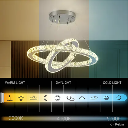 LED полилей с дистанционно управление и кристал PRISM LUMINIS 58W, 2 кръга, студена/топла/неутрална светлина, димиране, хром и бяло, регулируема височина LED полилеи с дистанционно управление Заглавие по подразбиране Alessandro Design