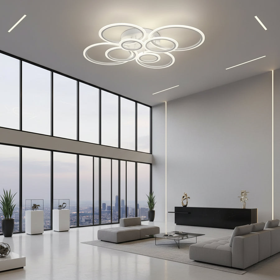 LED полилей с дистанционно управление BETTY 127W, 8 кръга, студена/топла/неутрална светлина, димиране, бял LED полилей с дистанционно управление Default Title Alessandro Design