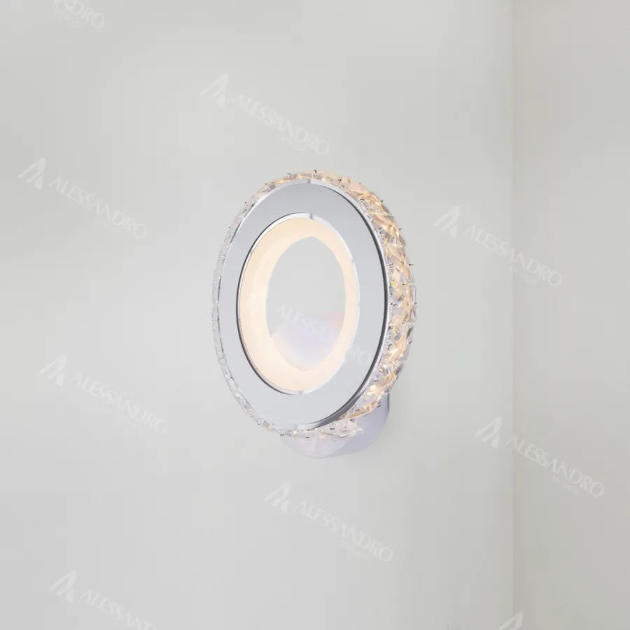 Borandis LED стенна лампа 16W, бяла с хром, акрил и кристал, студена/топла/неутрална светлина Вътрешни стенни лампи Заглавие по подразбиране Alessandro Design
