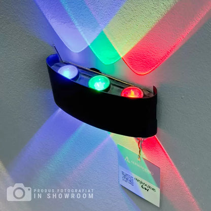 Fantas RGB вътрешна/външна LED стенна лампа, 6 източника x 1W, IP65, черна, 3000K
