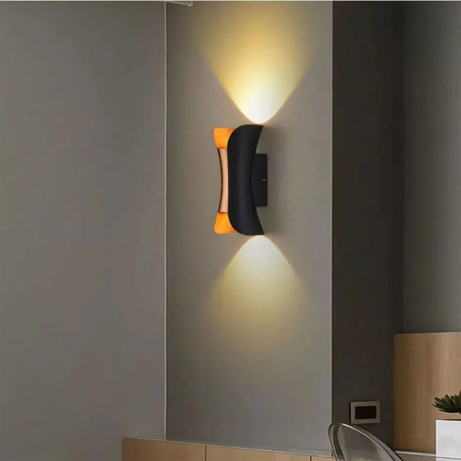 Външна LED стенна лампа Pauline 2, 10W, 20x10, 3000K, метал, черно и златно Външни стенни лампи Default Title Alessandro Design