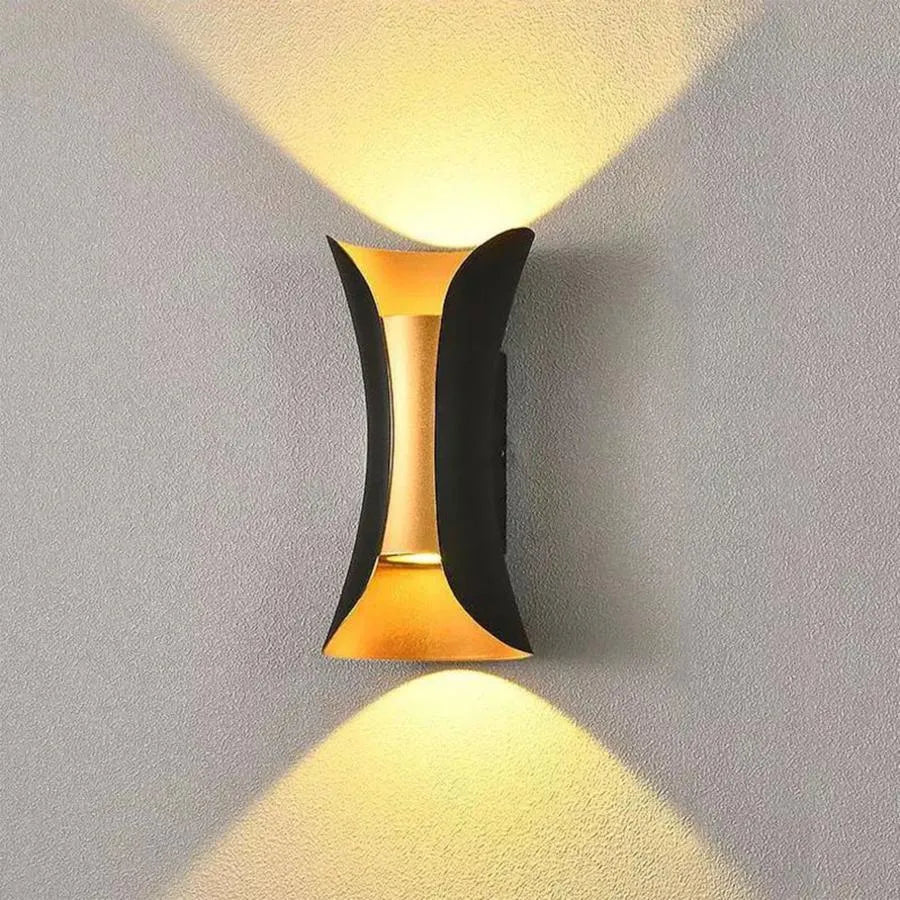 Външна LED стенна лампа Pauline 2, 10W, 20x10, 3000K, метал, черно и златно Външни стенни лампи Default Title Alessandro Design