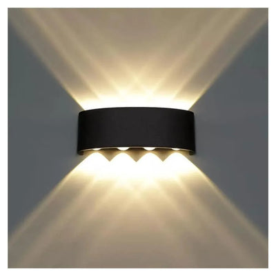 Fantas LED стенна лампа за екстериор и интериор, 8 източника x 1W, IP65, металик, черна, 3000K