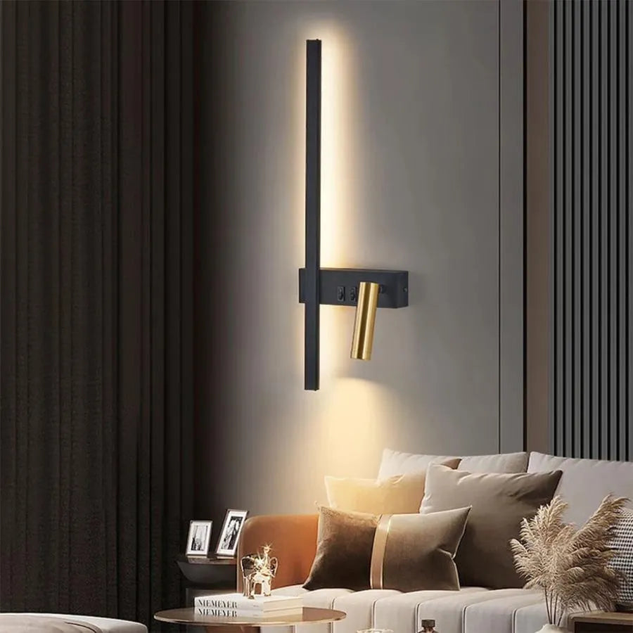 LED Glory 9W Черно злато Стенна лампа Външни стенни лампи Заглавие по подразбиране Alessandro Design
